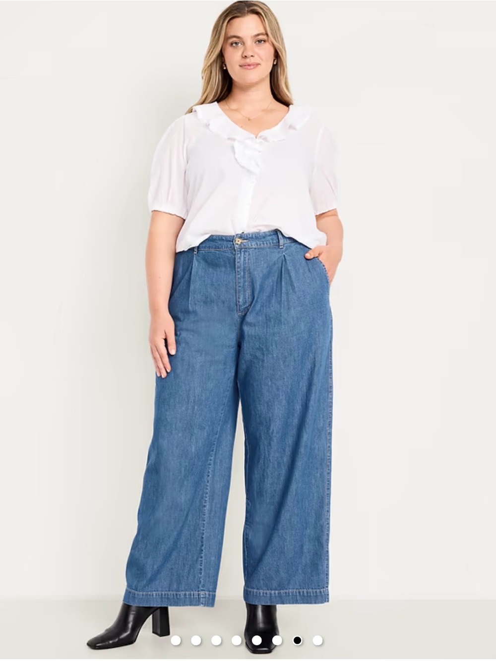 Wide Leg Blue Denim Jeans for Women